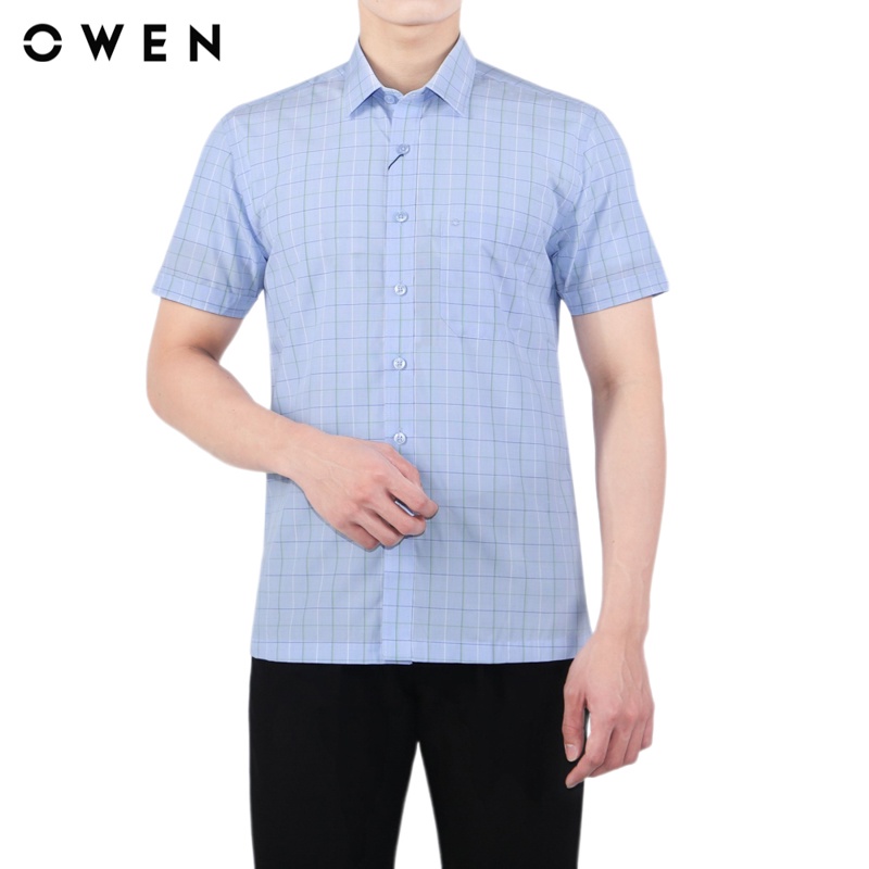 Áo sơ mi ngắn tay Nam Owen Bamboo Body Fit màu Xanh vừa - BA23523N
