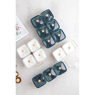 Khay mứt sứ nắp thuỷ tinh