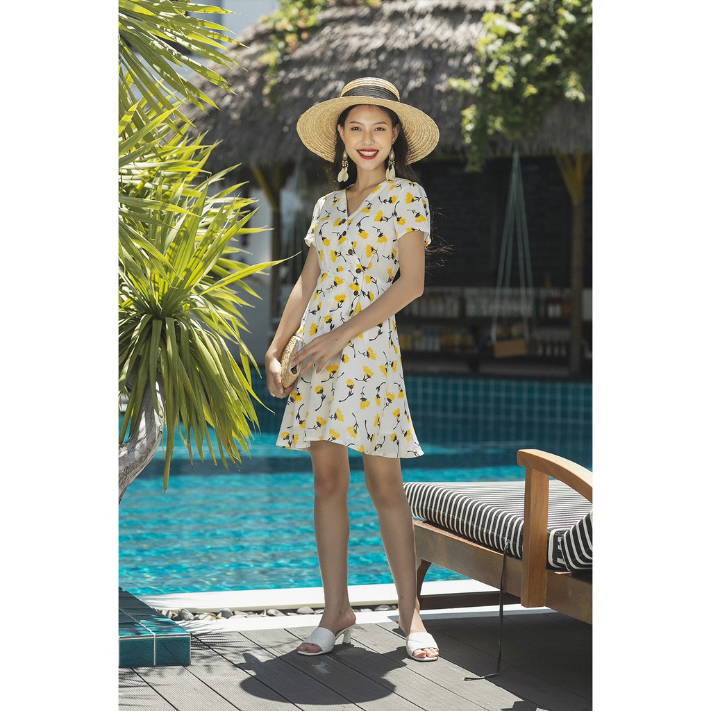 Đầm xòe ngắn tay vạt lệch tay xòe DEA0316 - 20Again | BigBuy360 - bigbuy360.vn