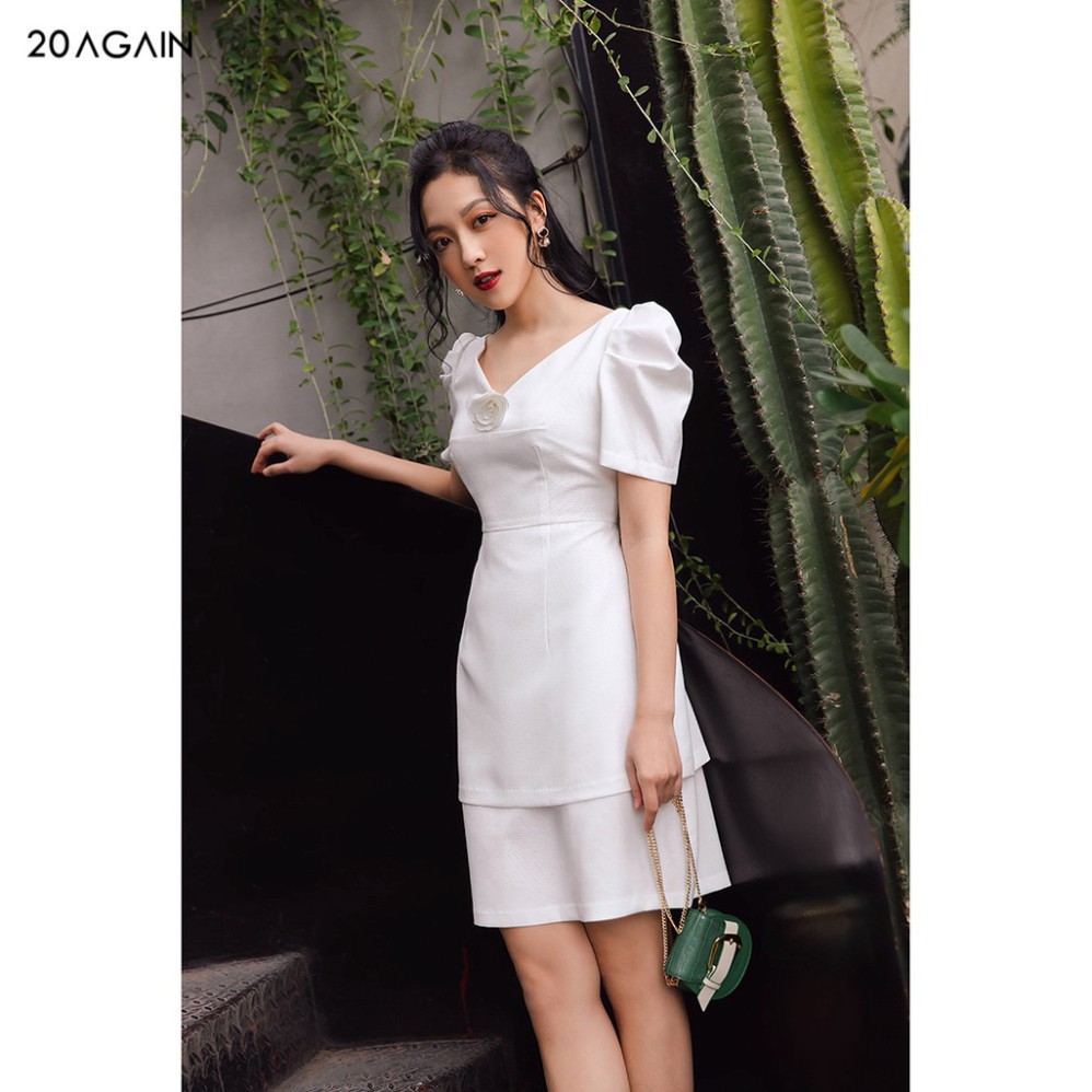 Đầm váy nữ công sở 20AGAIN đủ màu, đủ size, đính hoa ngực DEA0879