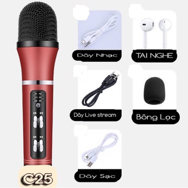 Mic Karaoke Livetream C25 Cao Cấp 🤗🤗🤗