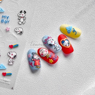 Miếng Dán Trang Trí Móng Tay In Nổi Hình Snoopy Dễ Thương