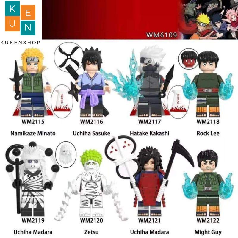 COMBO 8 Minifigures Các Mẫu Nhân Vật Trong Naruto WM6109 MINATO SASUKE  KAKASHIROCK LEE MADARA ZETSU MIGHT GUY