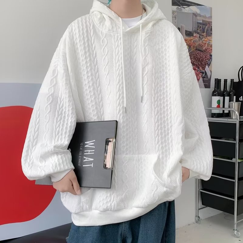Áo Hoodie Màu Trơn Dáng Rộng Thời Trang Vintage Đơn Giản Cho Nam Nữ