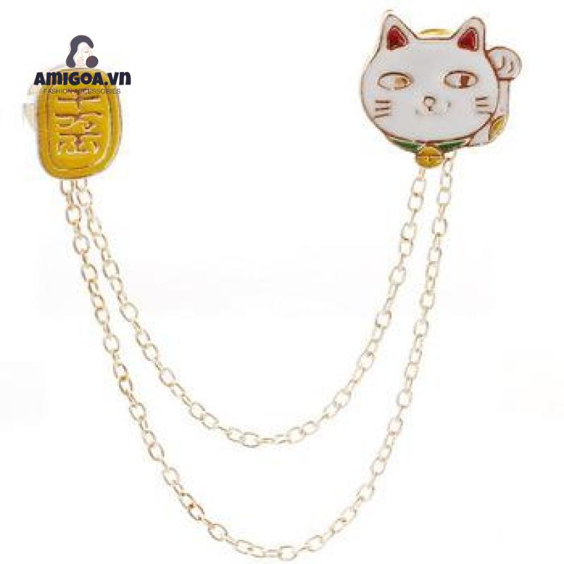 Ghim Cài Áo Hình Mèo May Mắn/Trứng Chiên/Hành Tinh/Chú Mèo May Mắn Dễ Thương