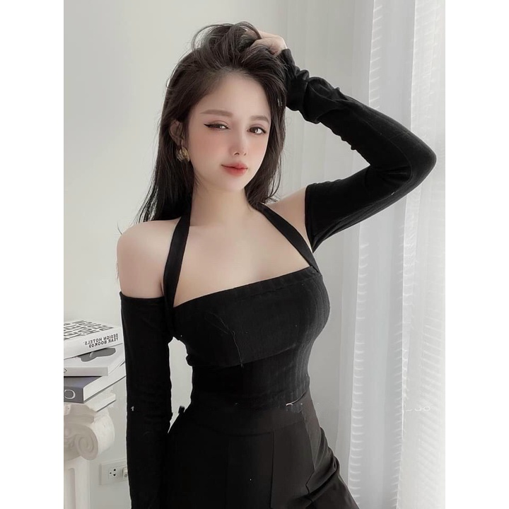 Áo yếm tay dài chất thun tăm