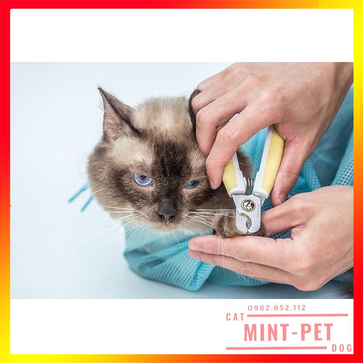 Túi Lưới Đa Năng Để Tắm, Tiêm, Cắt Móng, Vệ Sinh Tai Cho Mèo #MintPet