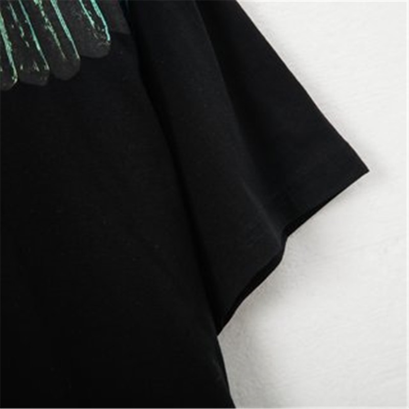 Áo Thun Thể Thao Tay Ngắn Cổ Tròn In Hình Đôi Cánh Bằng Cotton Thời Trang Unisex