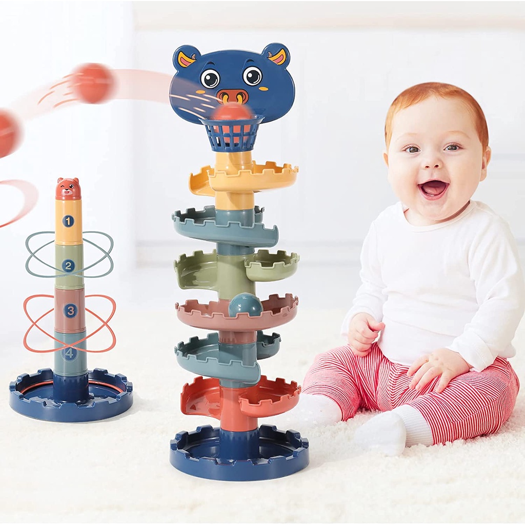 Đồ chơi tháp xoắn ốc nhiều màu sắc vui nhộn cho bé 1 tuổi