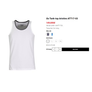 Áo ba lỗ trắng Aristino ATT17-03 sale sốc 149k-80k