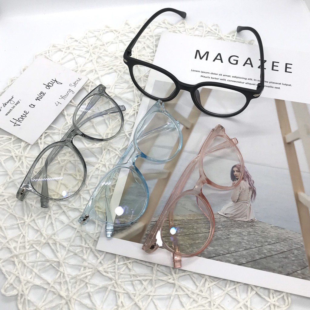 Kính giả cận nam nữ gọng tròn thời trang, mắt kính không độ chống tia UV phong cách Ulzzang đẹp giá rẻ LUMINA 024