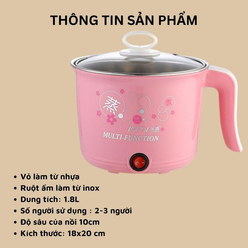 Nồi lẩu điện mini ca nấu mì 2 tầng đa năng siêu tốc dành cho sinh viên văn phòng gia đình siêu tiện lợi 18cm