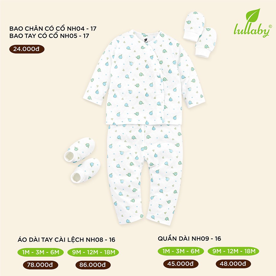 SET CÀI LỆCH MẪU MỚI LULLABY (1 BỘ, 2 ĐÔI BAO TAY, 1 ĐÔI BAO CHÂN)