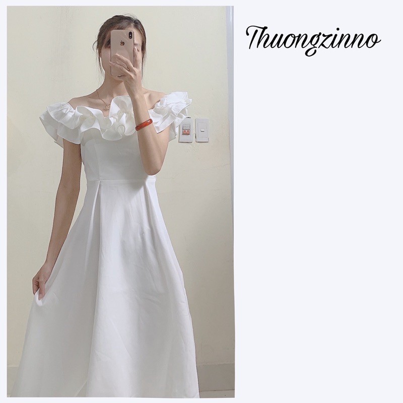 [Ảnh thật/Video]Đầm trắng trễ vai Victoria thiết kế bồng bềnh Váy trắng công chúa đẹp nhẹ nhàng