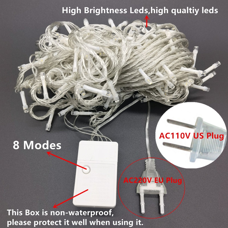Dây Đèn LED Trang Trí Chống Nước 20M 10M 5M 220V Đầu Cắm EU