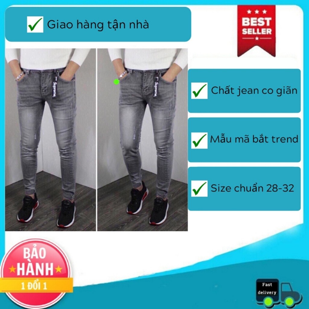 Quần jean nam tenji ad850tj quần bò nam xám trơn wash cao cấp trẻ trung phong cách tenji store 1 (44-75kg)