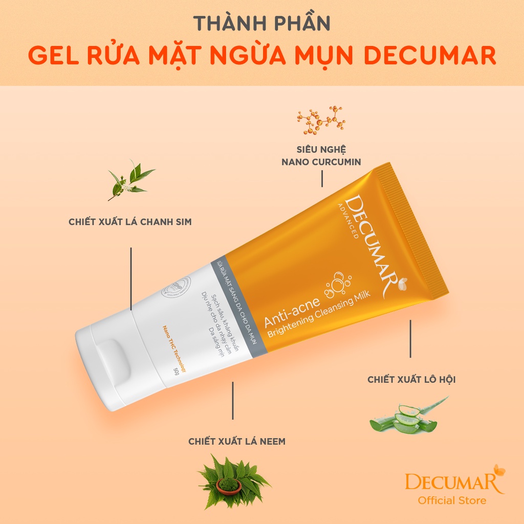 Bộ Decumar Advanced gồm 01 gel ngừa mụn 20gr và 01 sữa rửa mặt dạng Gel Decumar Clean 50gr ngừa mụn thâm