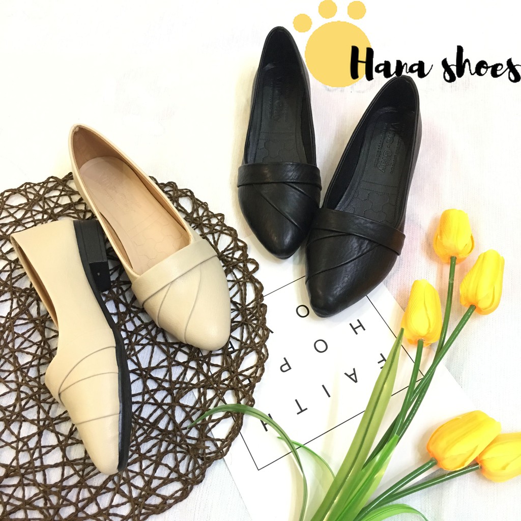 Hình thật_Giày bệt búp bê nữ da mềm xếp li xinh xắn