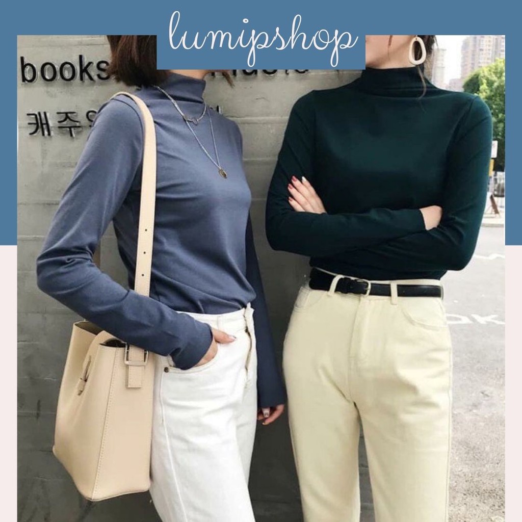 Áo giữ nhiệt nữ bigsize cổ cao dài tay AN410