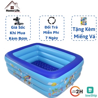 Bể Bơi Phao, Bể Bơi Cho Bé 3 Tầng Hình Chữ Nhật Tắm Cho Bé  loại 1 Hàng dày dặn, Siêu đẹp, Siêu an toàn