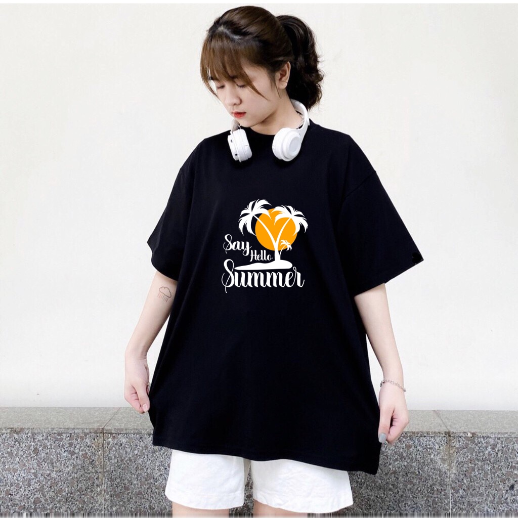 Áo thun nam nữ tay lỡ unisex form rộng Say Hello Hàn Quốc Siêu Đẹp áo phông basic tee hot trend mùa hè Lkeshop A002