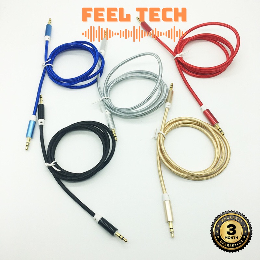 Dây cáp loa kết nối máy tính aux 2 đầu 3.5mm dài 1m đầu bọc hợp kim nhôm dây bọc dù bền đẹp cao cấp màu đen