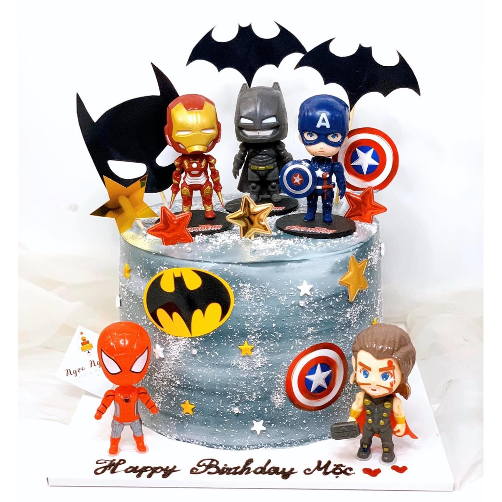 Mô Hình 6 Nhân Vật Marvel Avenger Siêu Anh Hùng Chibi Trang Trí Bánh Kem Sinh Nhật