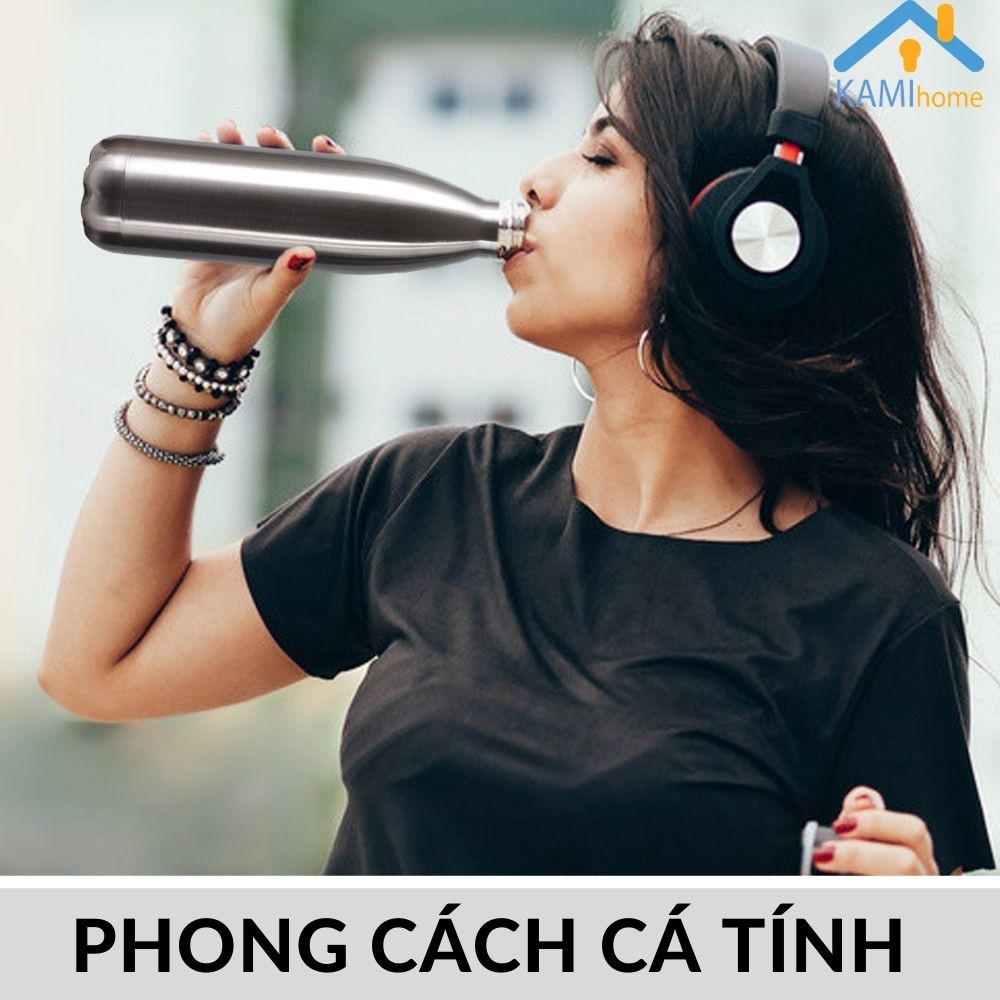 Bình giữ nhiệt inox giữ nóng lạnh hình Chai nước cá tính 500ml bình cốc inox cao cấp mã 22032