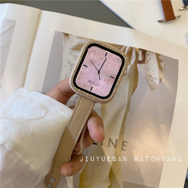 Dây đeo bằng da thật 41mm 45mm 38mm 40mm 42mm 44mm thích hợp cho đồng hồ Apple Watch Series 7 6 SE 3 4 5