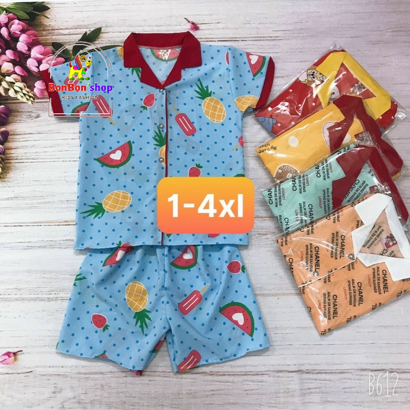 Combo 3b pizama lụa cho bé gái tay cộc siêu đáng yêu giá cực rẻ 1-6 tuổi