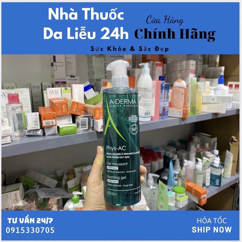 Sữa rửa mặt Aderma Physac Phys-AC foaming gel 400ml