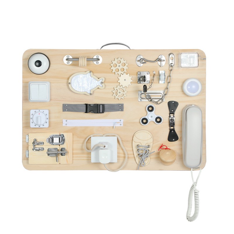 BUSY BOARD Bảng Bận Rộn không sắc nhọn, bảng gỗ thông minh, đồ chơi gỗ cho bé  - Shop Babe K