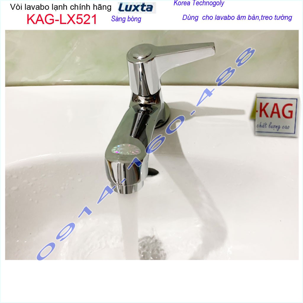 Vòi lavabo lạnh Luxta KAG-LX521 tay gạt vuông, vòi chậu rửa mặt nước mạnh sử dụng siêu bền
