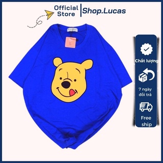 Áo Thun Nam Nữ Unisex Áo Phông form rộng tay ngắn giấu quần, trùm mông in hình hoạt hình Gấu Winnie Pooh - shop.lucas