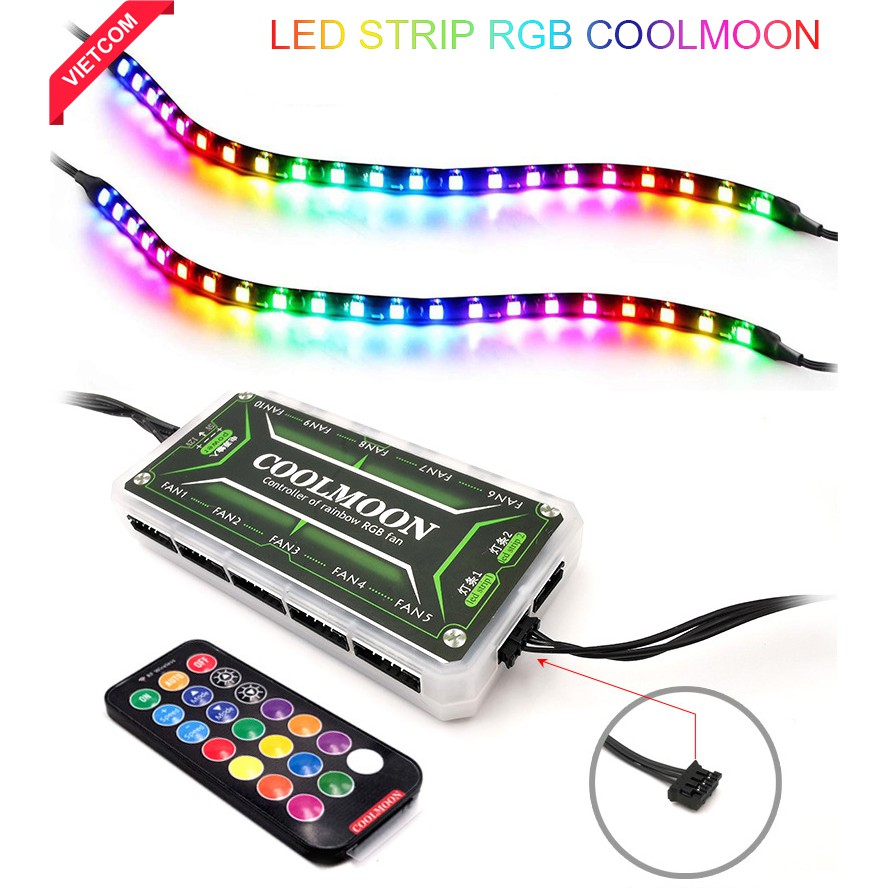 Dây Led RGB Coolmoon - Phiên bản từ tính dài 40cm - Đồng bộ Hub Coolmoon