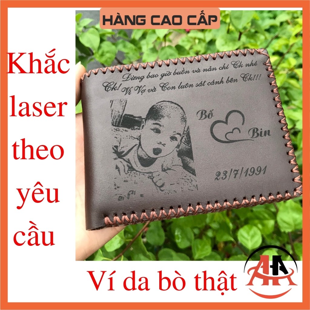 Ví da bò handmade khắc thông điệp yêu thương