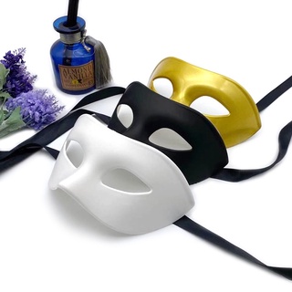 Mặt Nạ Nửa Mặt Hóa Trang Halloween Màu Đen Phong Cách Retro Cho Nam