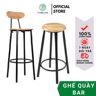 Ghế Quầy Bar Cao Quầy Thu Ngân Gỗ Cao Su Khung Sắt Thường Dùng Cho Cafe Các Quán Nước , Trà Sữa ,Quán Bar - TABLESS