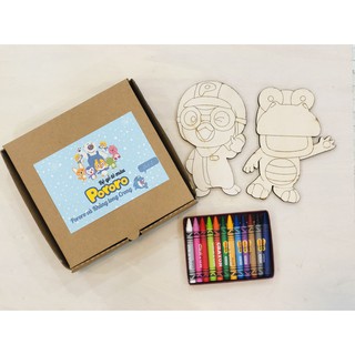 Tô màu gỗ PORORO (3 mẫu) size to tặng kèm nam châm hít tủ lạnh
