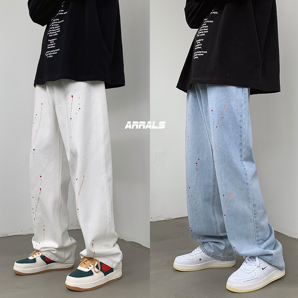 Quần jean ống rộng phong cách hip hop thời trang cho nam