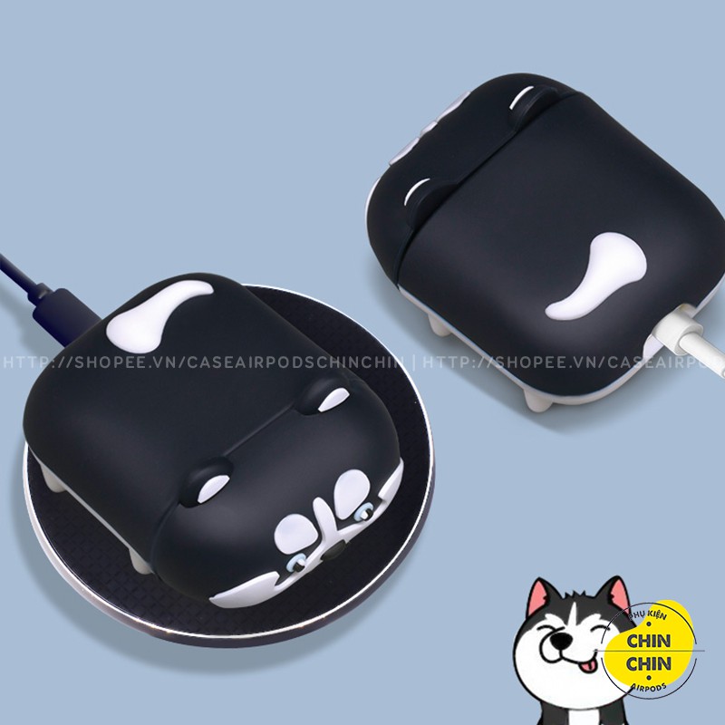 Vỏ Airpod 1 2 Pro Chó Husky Nằm Siêu Dễ Thương Vỏ Case Đựng Airpods Bằng Silicon Thế Hệ Mới