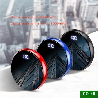 Pin Sạc Dự Phòng Tròn 20000mAh, sạc nhanh, thiêt kế nhỏ gọn, cổng ra USB, pin dự phòng,pin sạc dự phòng,cục sạc , Occar