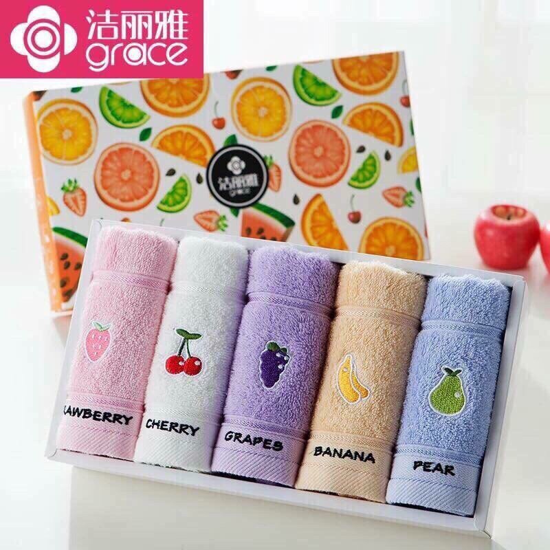 [XẢ KHO] _ Set 5 khăn mặt họa tiết thêu_xuất nhật 100% cotton tự nhiên _ Giá Bán Sỉ Lẻ _ Hàng Loại 1