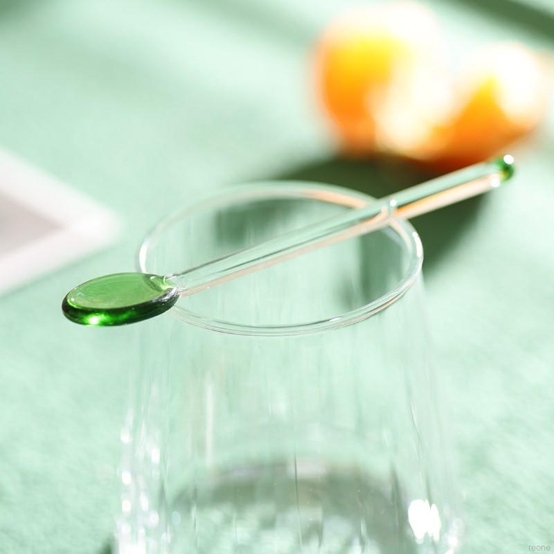 Muỗng cà phê cán dài bằng thủy tinh thiết kế dễ thương nhiều màu sắc