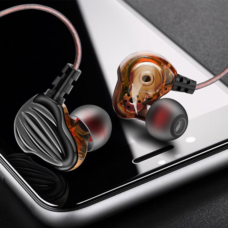 Fashion Dual Drivers Earphone High Bass Stereo Earphones Headset Sport Wired Earbuds 3.5mm With Mic For Meizu Xiaomi Sony