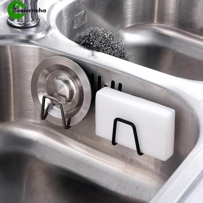 Giá đỡ mút rửa chén bằng thép không gỉ tự dính tiết kiệm không gian