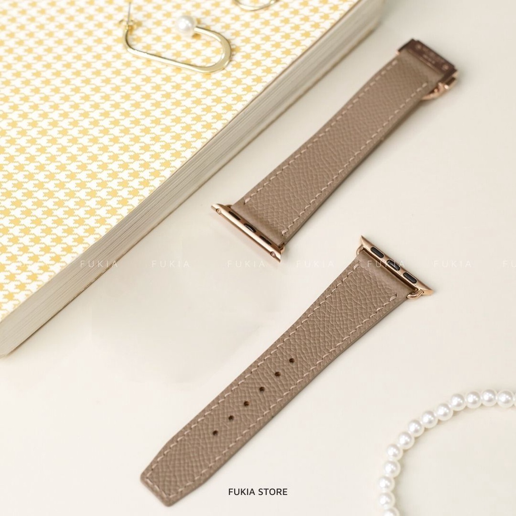 Dây da thủ công Epsom Nâu Tây dành cho Apple Watch, đồng hồ thông minh, đồng hồ cơ DDTC119
