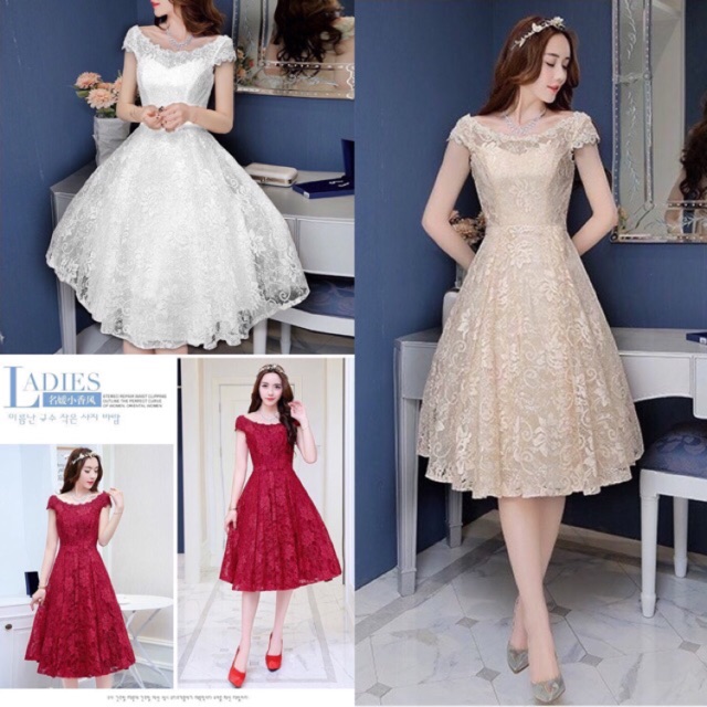 🍒Đầm ren xoè trễ vai _ kèm hình sp thật
