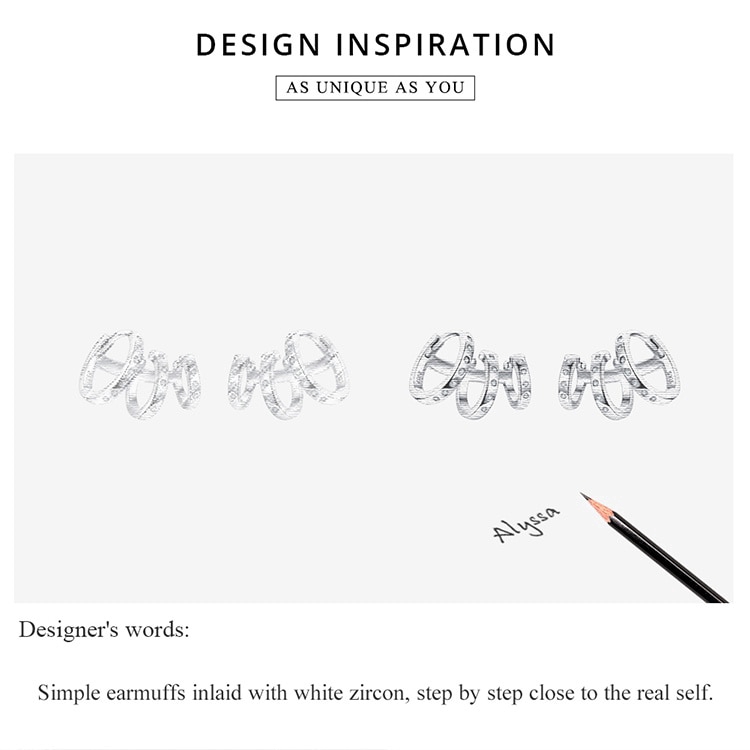 Hoa tai dạng kẹp Bamoer bằng bạc Sterling 925 3 vòng tròn phong cách punk cho nữ