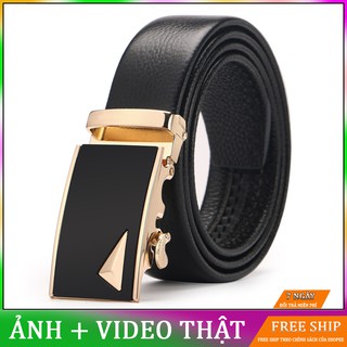 Dây Nịt Thắt Lưng Da Thật Cao Cấp Họa Tiết Tam Giác - Hàng Nhập Khẩu
